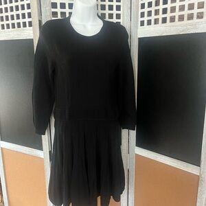 Topshop Black Pleated Long Sleeve sweater Dress